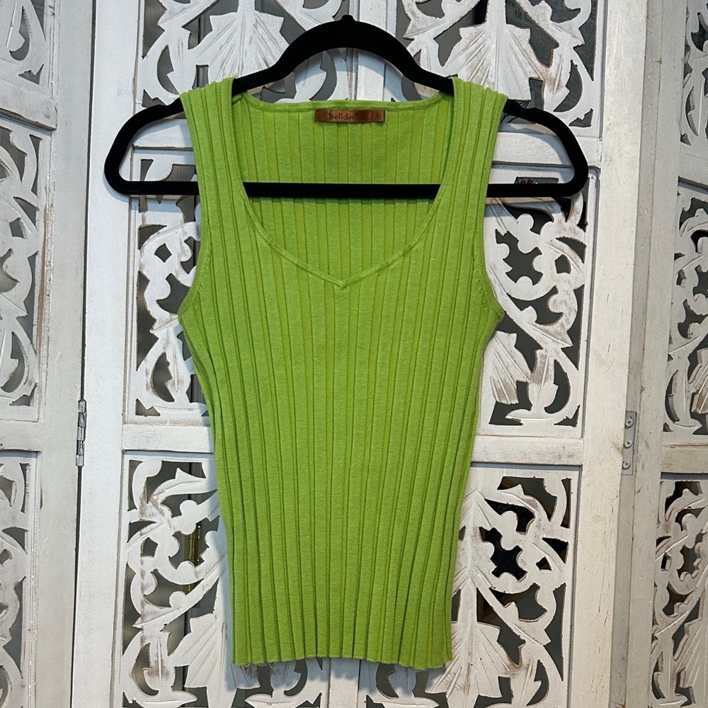 Belldini Lime Ribbed V-Neck Tank